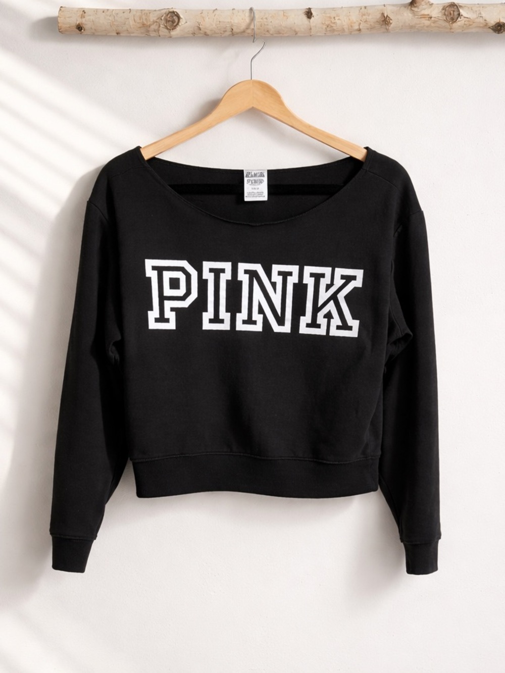 PINK Victoria's Secret Black Off the Shoulder Pullover Sweatshirt